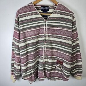 Esleep‎ Boxer Sweater Mens Small Button Up Striped Pattern Casual Shirt